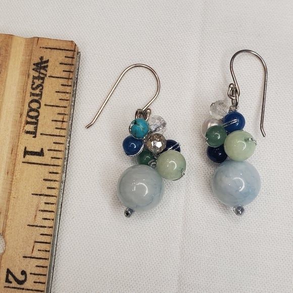 Sterling Silver Gemstone Dangle Earrings - Picture 2 of 3